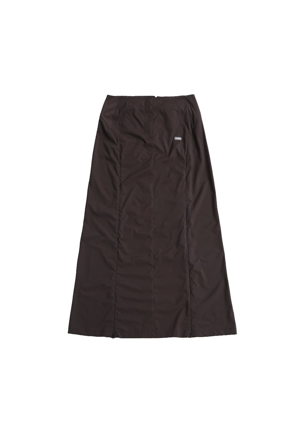 side vent long skirt, brown