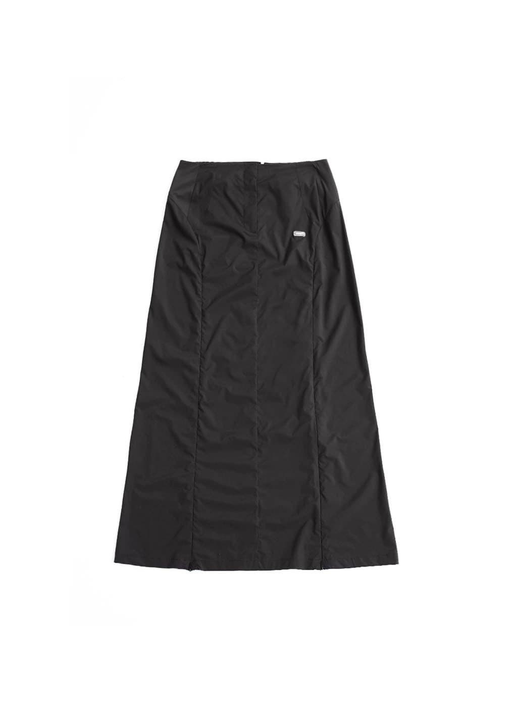 side vent long skirt, charcoal
