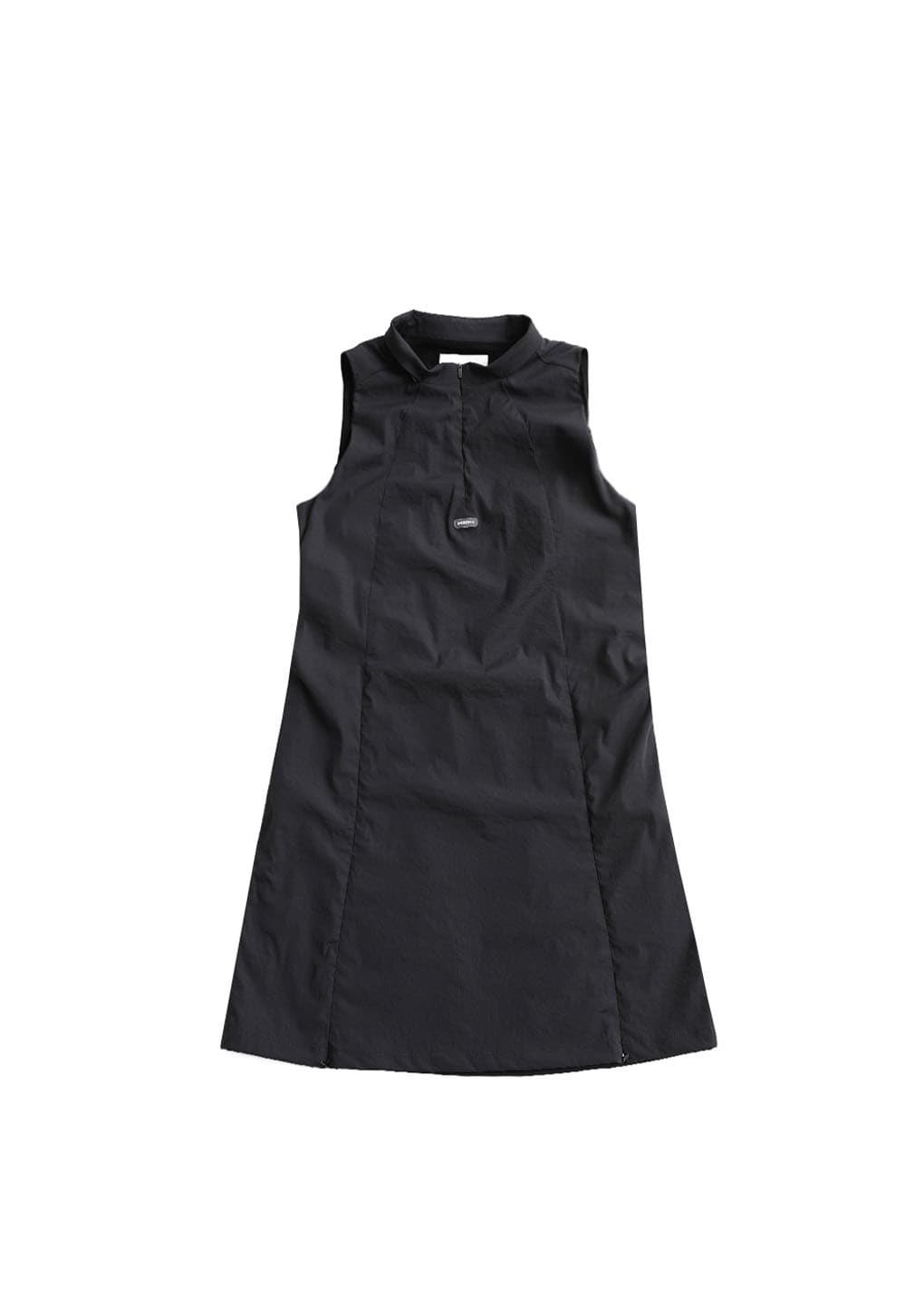 nylon hooded mini dress, charcoal
