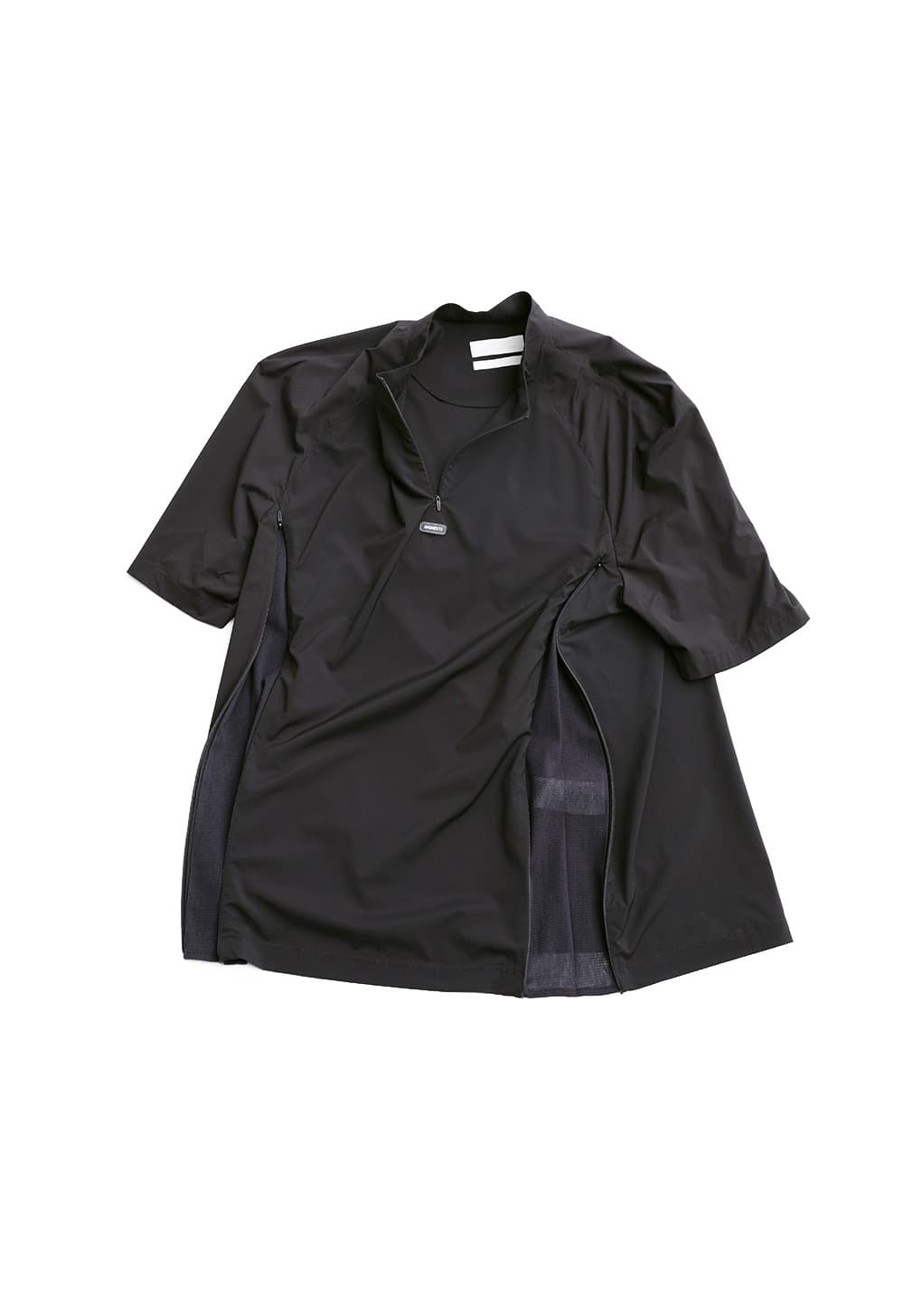 men's mock neck half zip up top, charcoal