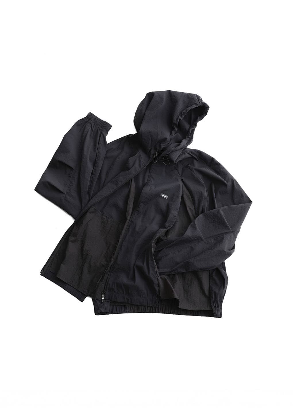 men's nylon raglan hooded jumper, charcoal