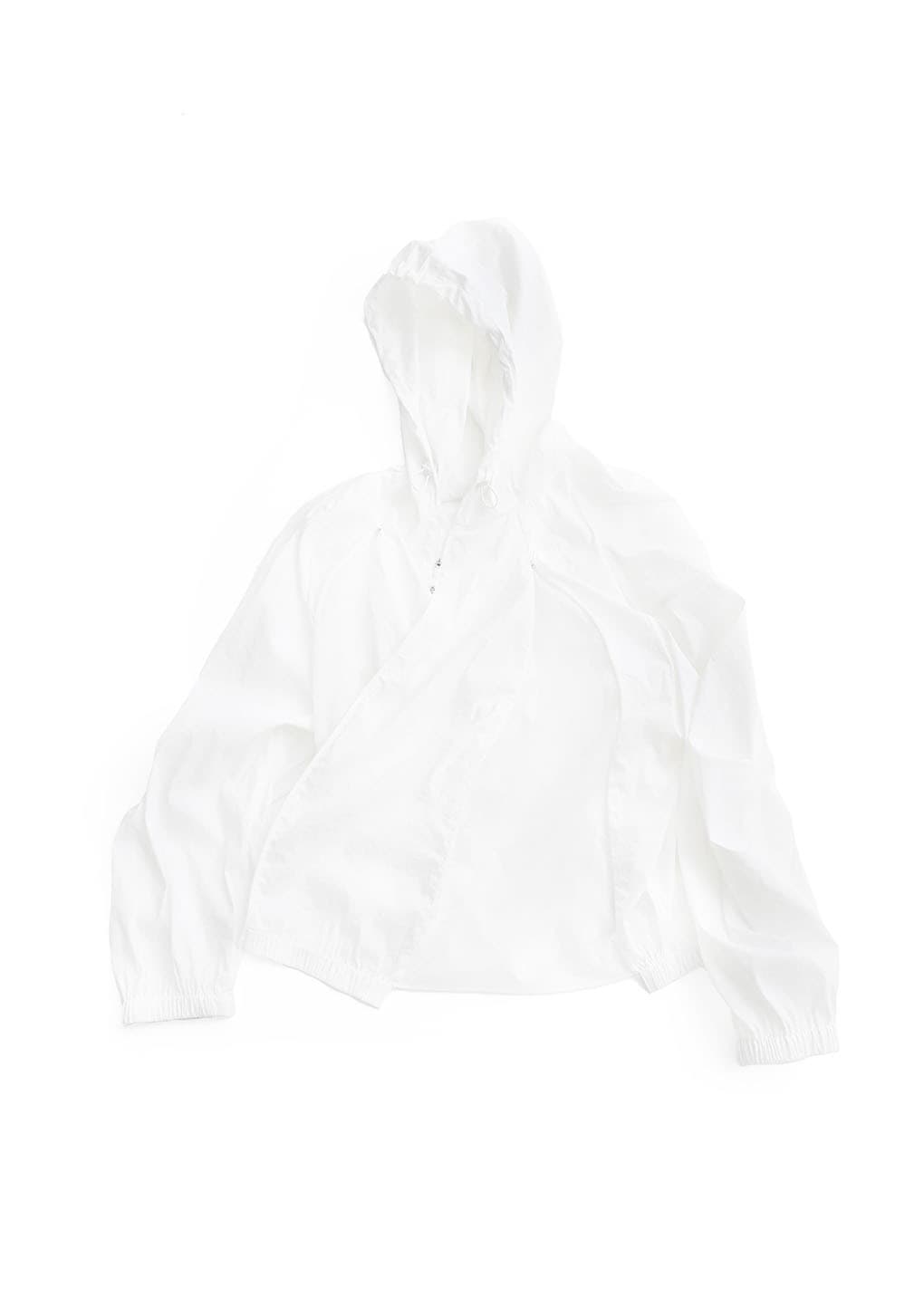 men's nylon raglan hooded jumper, white
