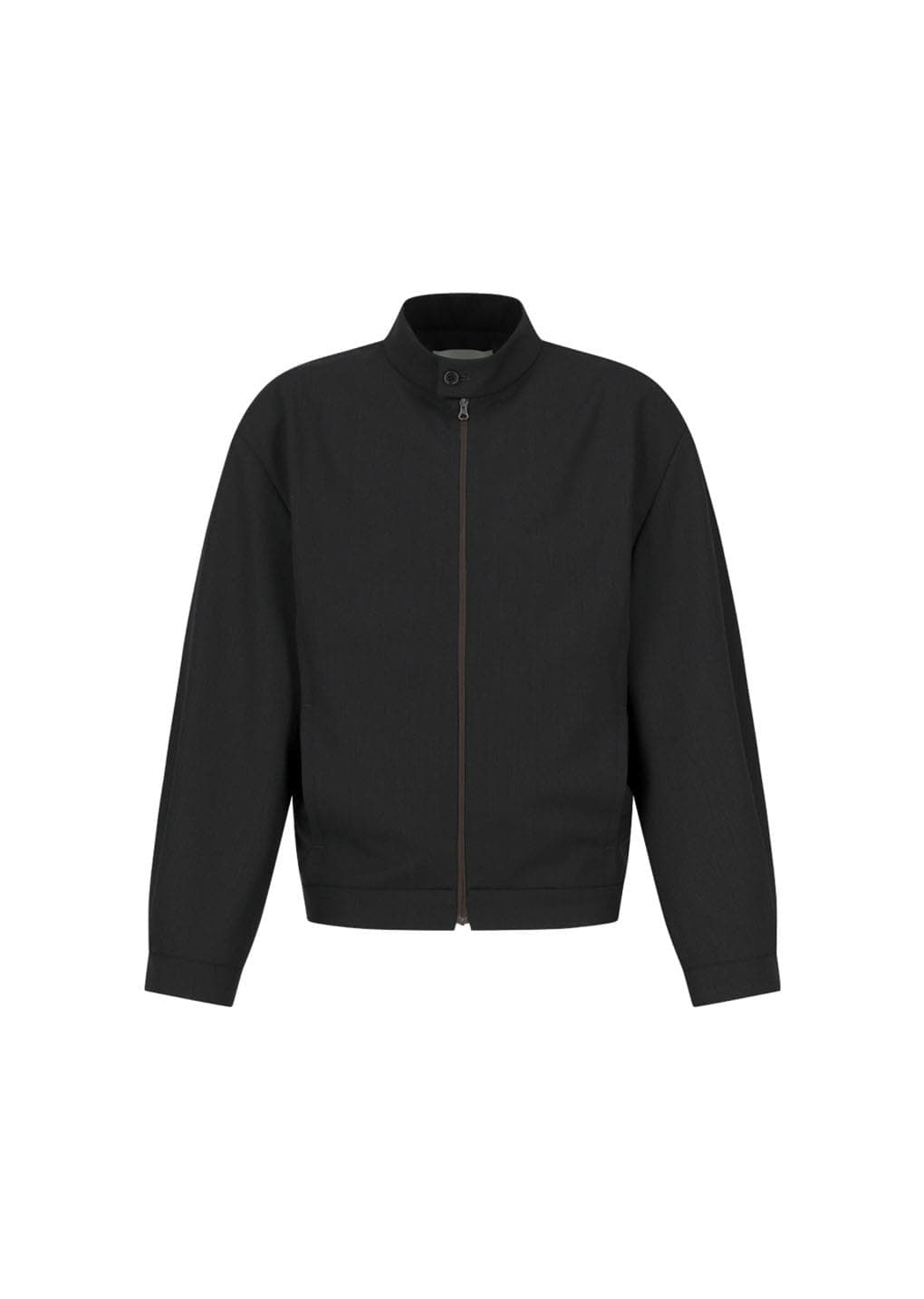 Wool Stripe Zip-up Jumper, Black