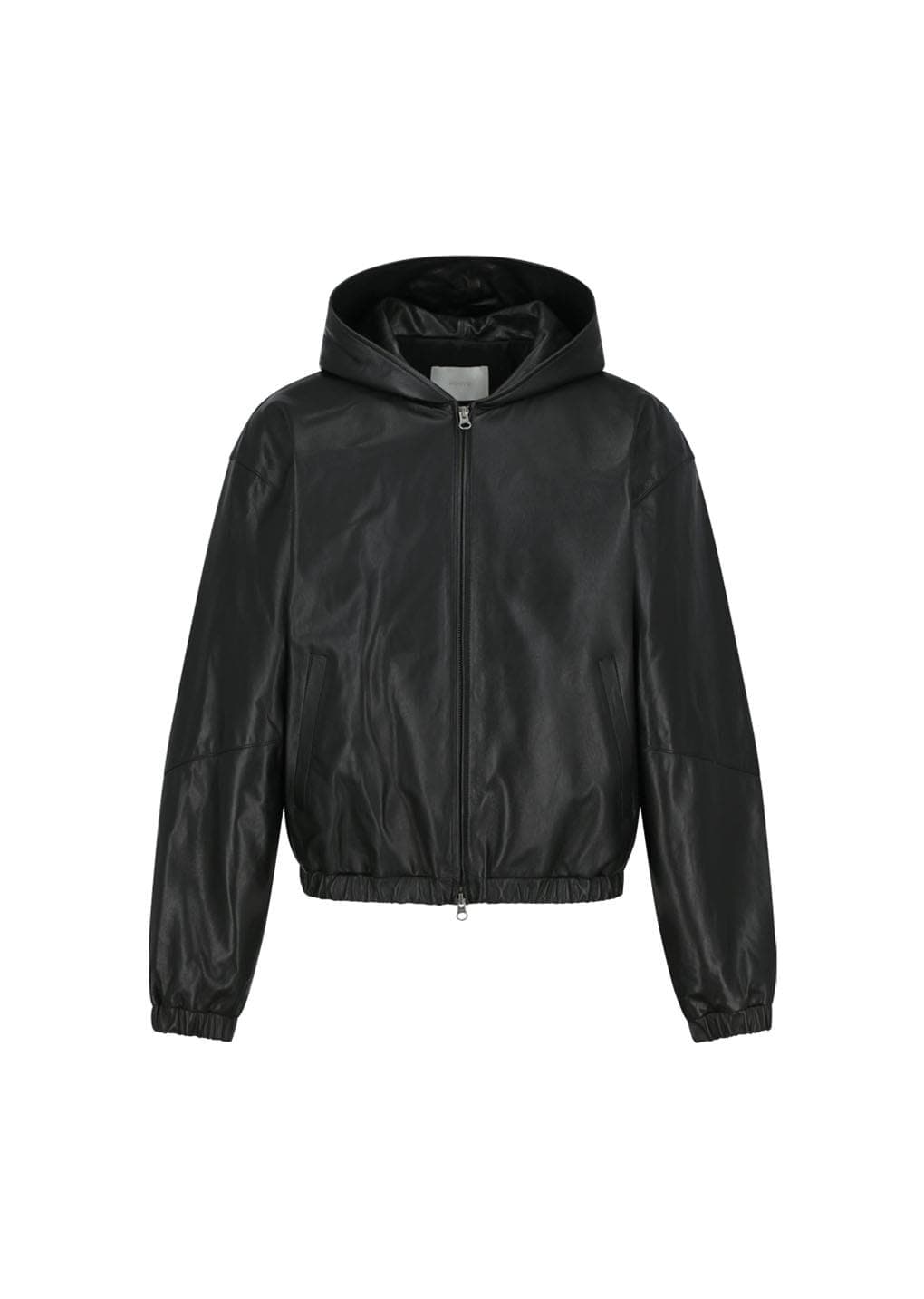 Lambskin Leather Hood Jumper, Black