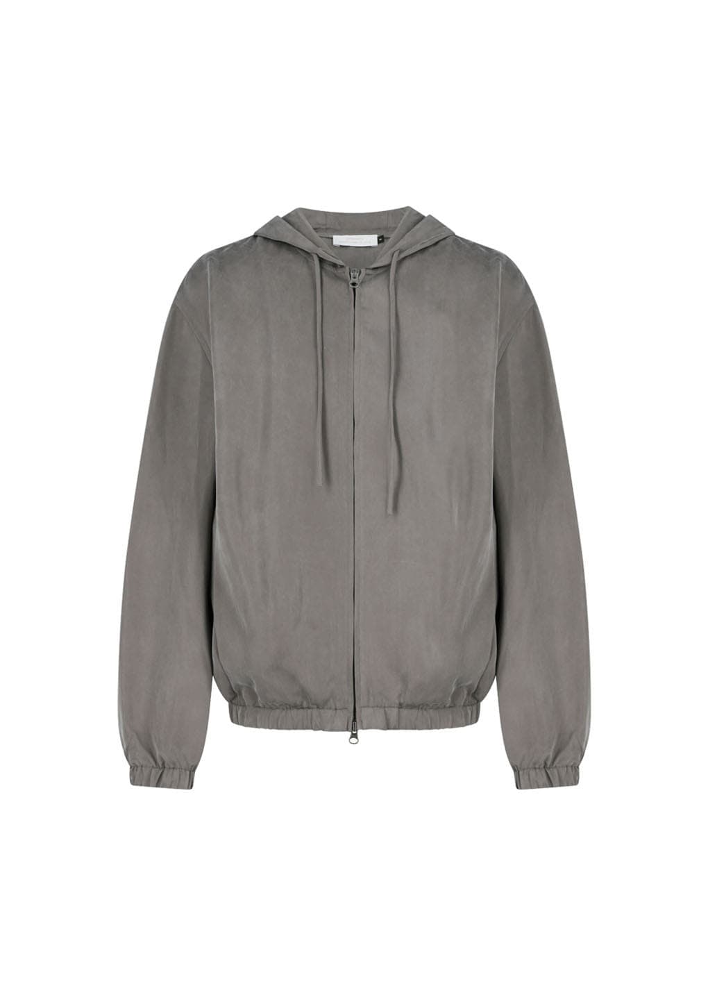Cupro Hood Zip Up Jumper, Grey