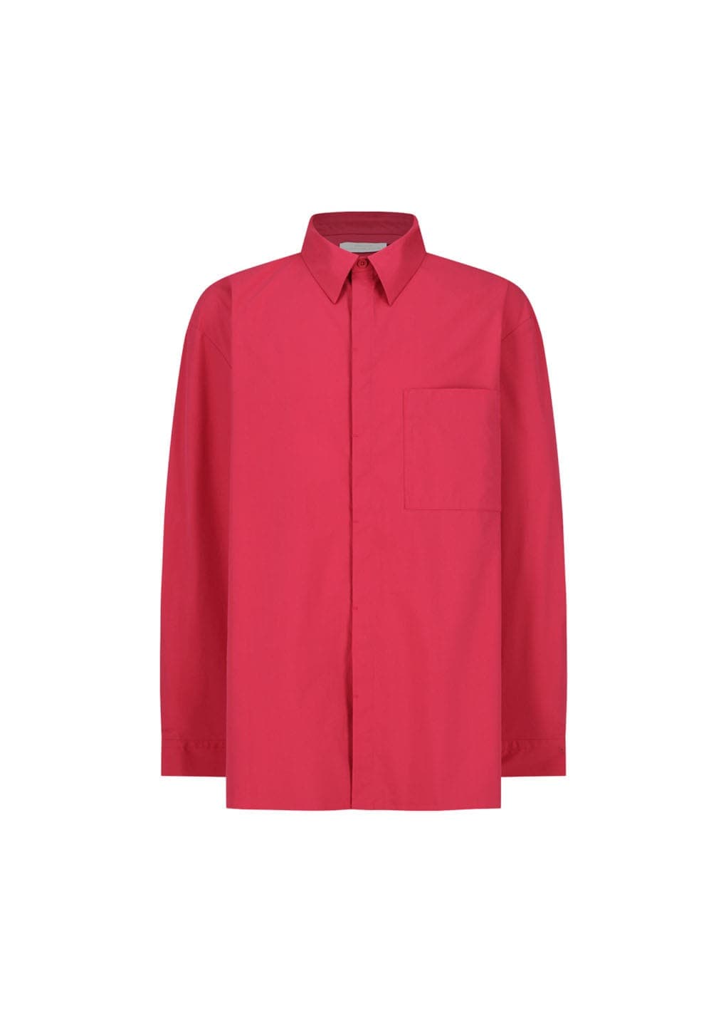 Square Pocket Oversized Shirt, Red