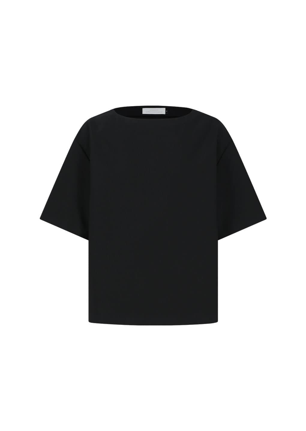 Oversized Boat Neck Top, Black
