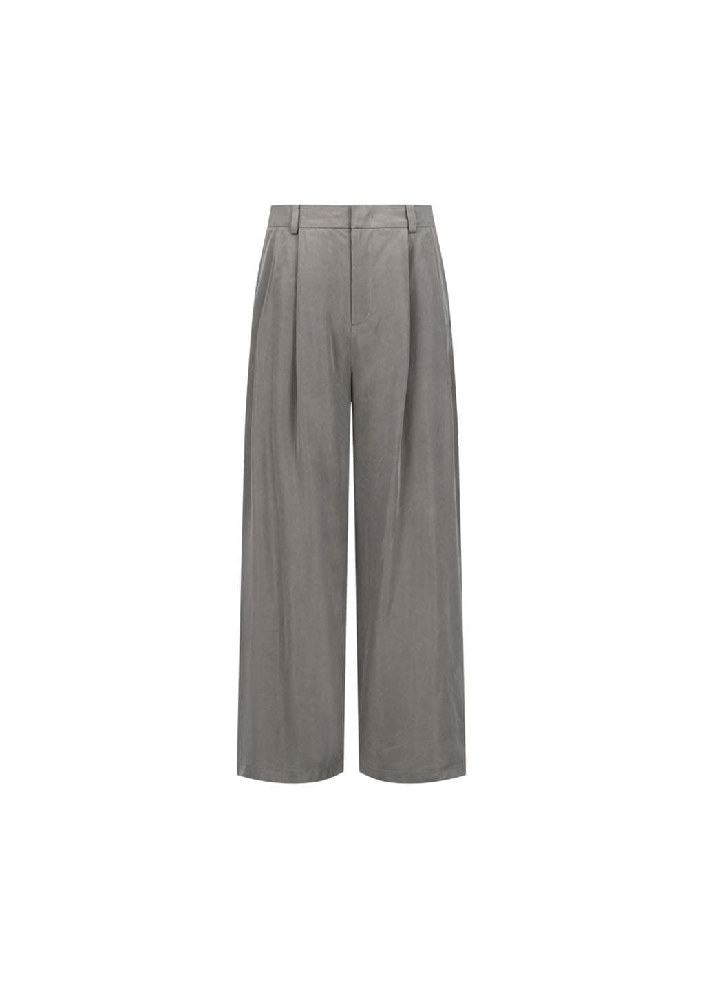 Men's Cupro Two Tuck Wide Pants, Grey