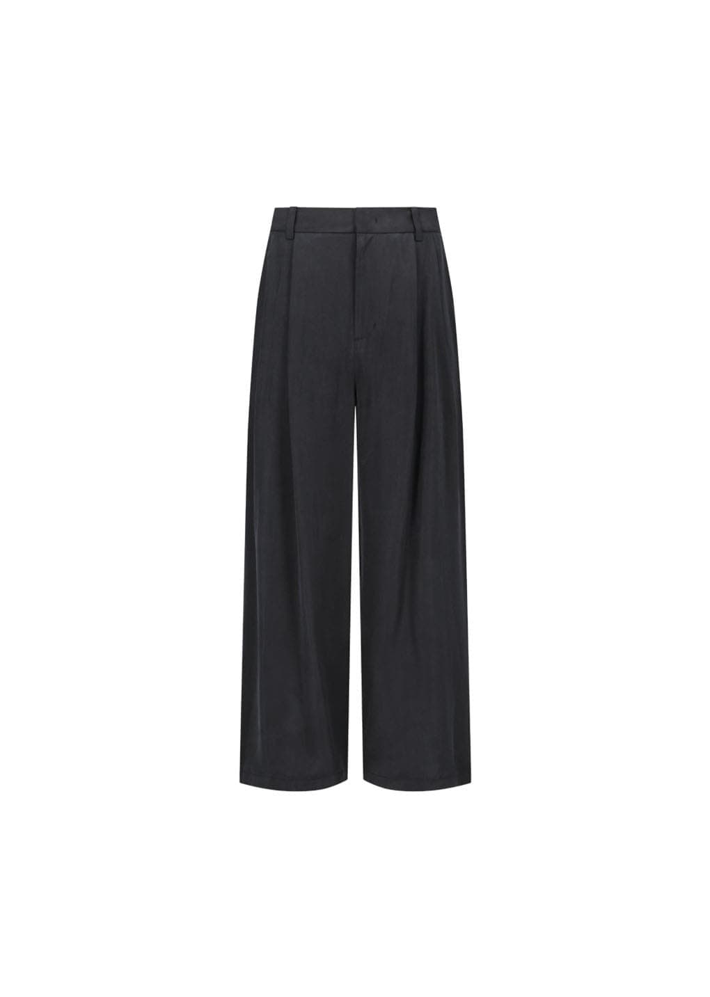 Men's Cupro Two Tuck Wide Pants, Black