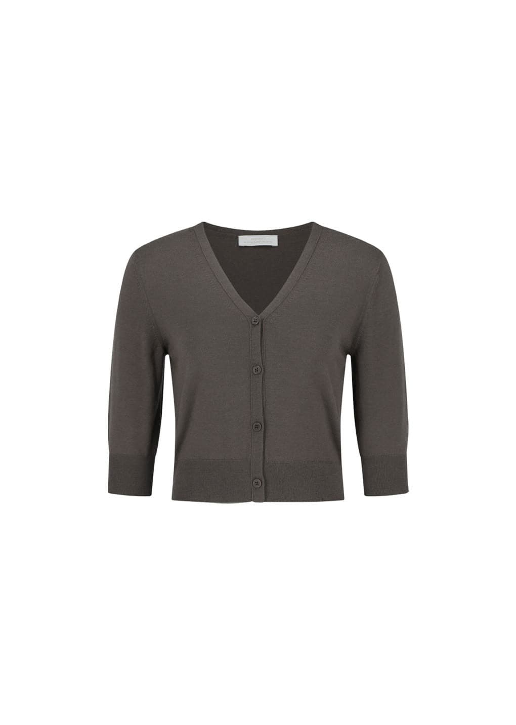 Wool V-neck Crop Cardigan, Brown