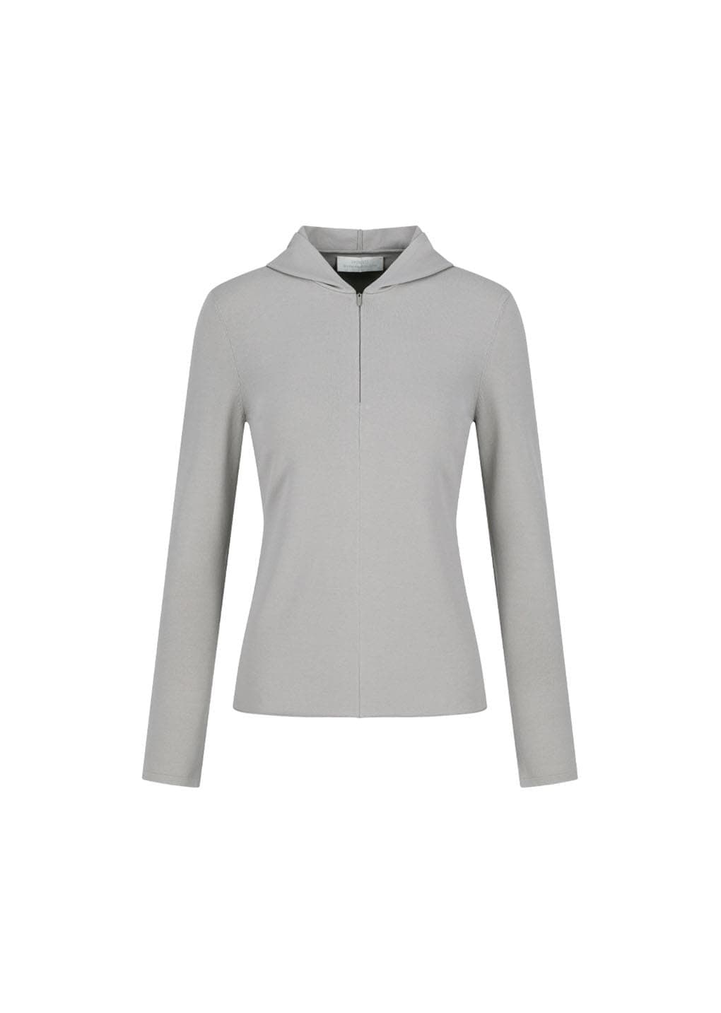 Half Zip-up Knit Hoodie, Grey Beige