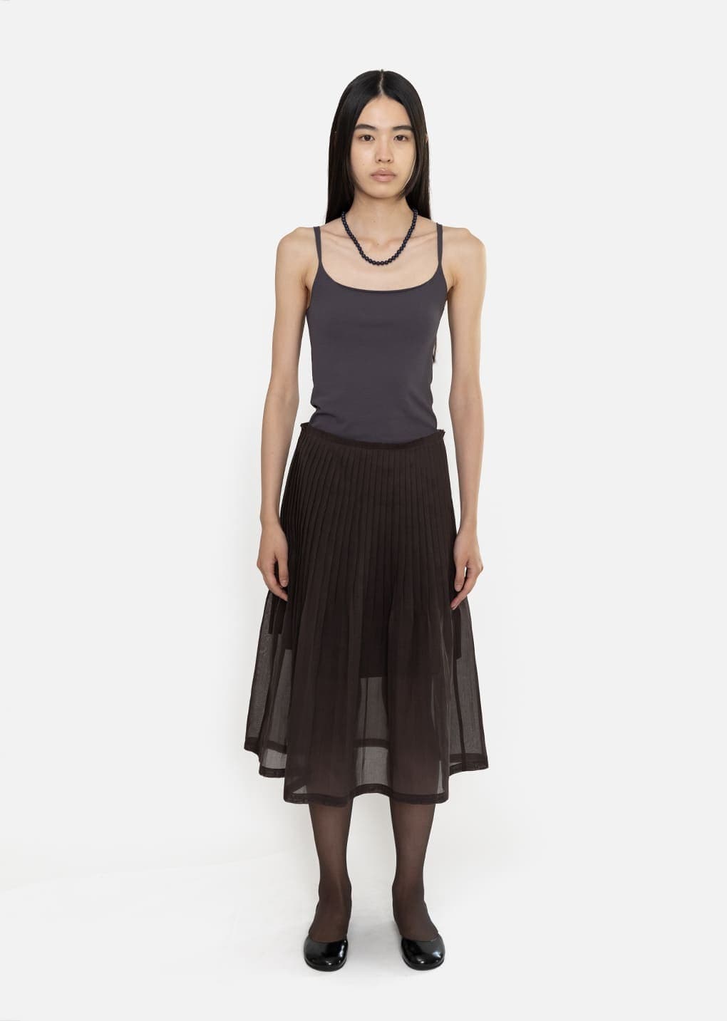 Sleeveless Knit Top, Charcoal — vue 1