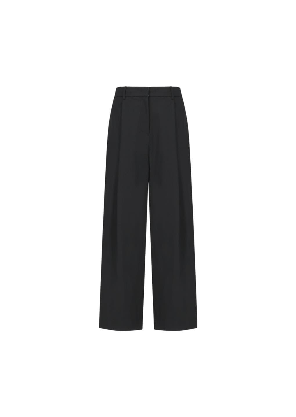 wide tuck pants, black