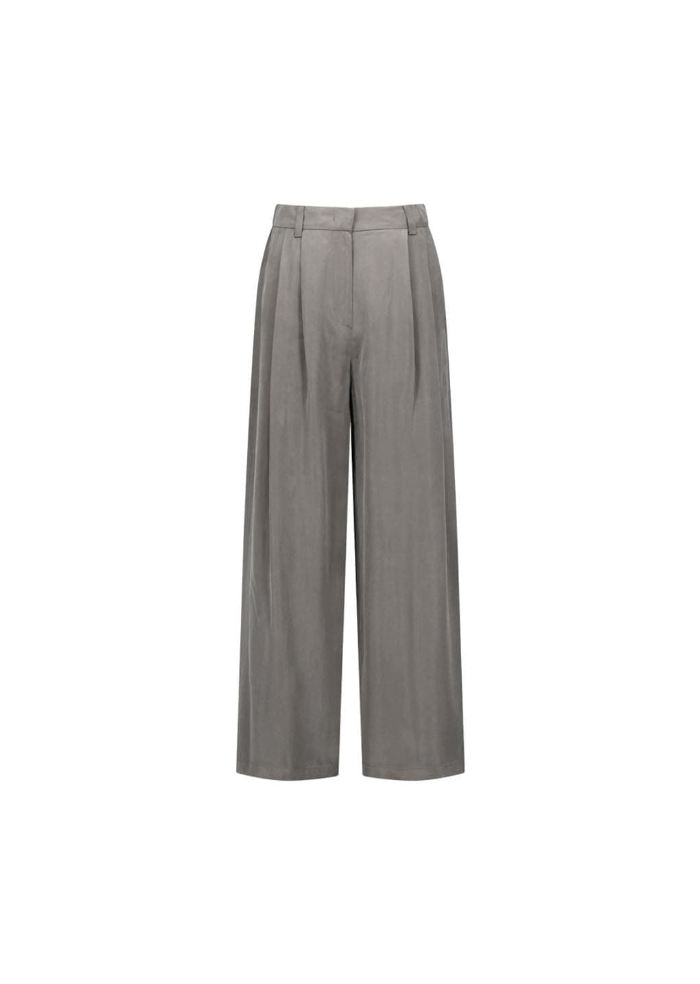 Women's Cupro Two Tuck Wide Pants, Grey
