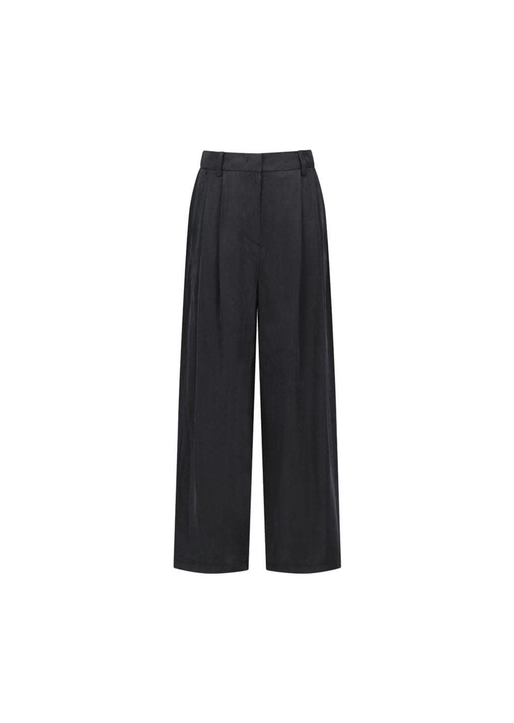 Women's Cupro Two Tuck Wide Pants, Black