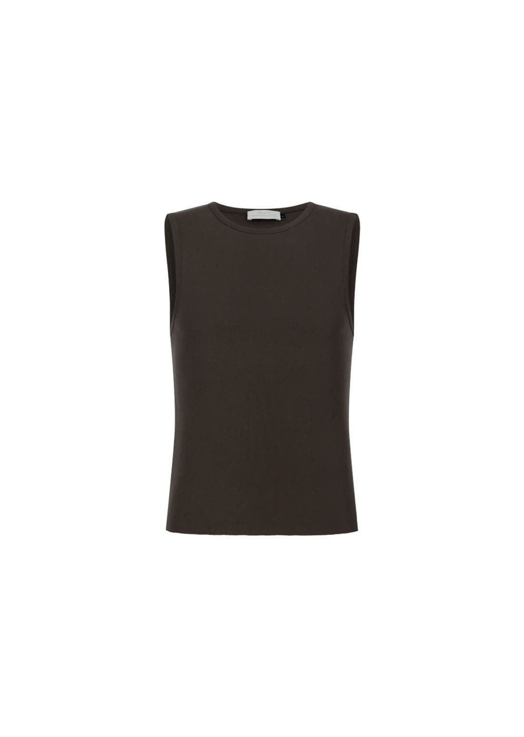 Round Neck Sleeveless Top, Brown