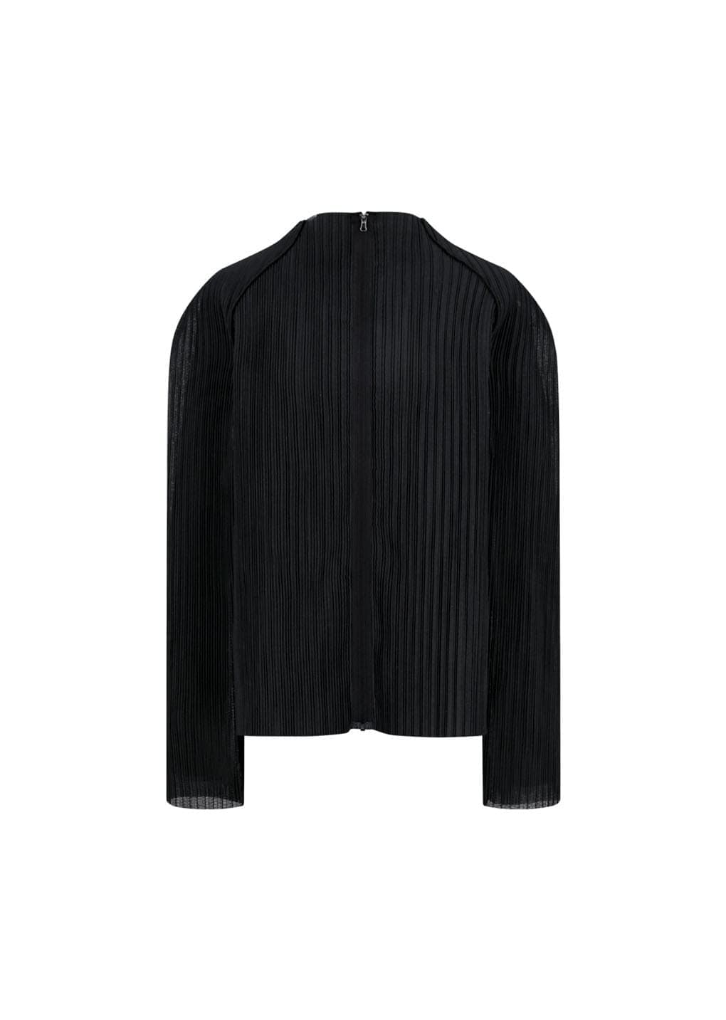 Pleats Zip Up Jumper, Black