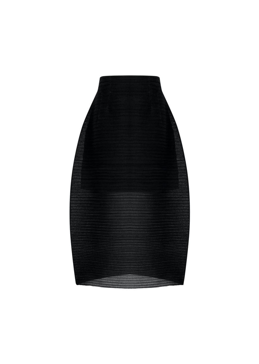 Pleats Curved Skirt, Black