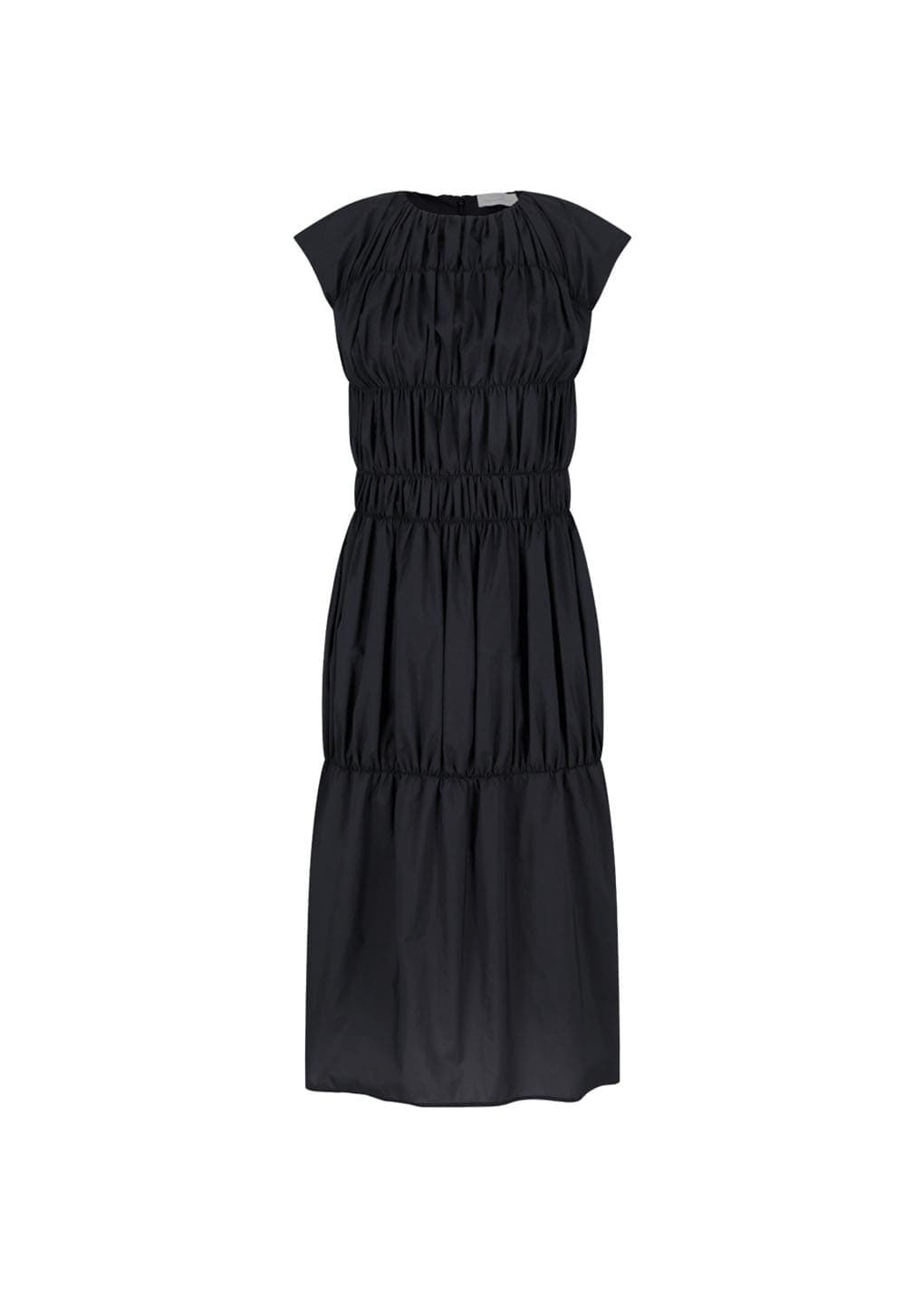 Nylon Shirring Dress, Charcoal