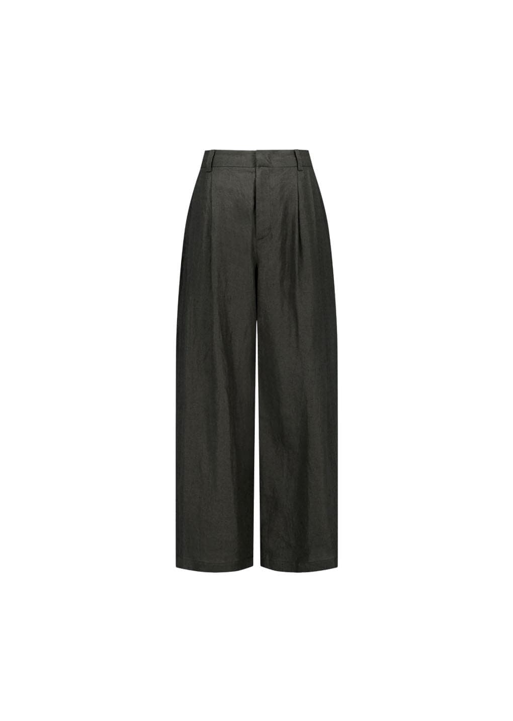 Linen Two Tuck Wide Pants, Khaki Grey