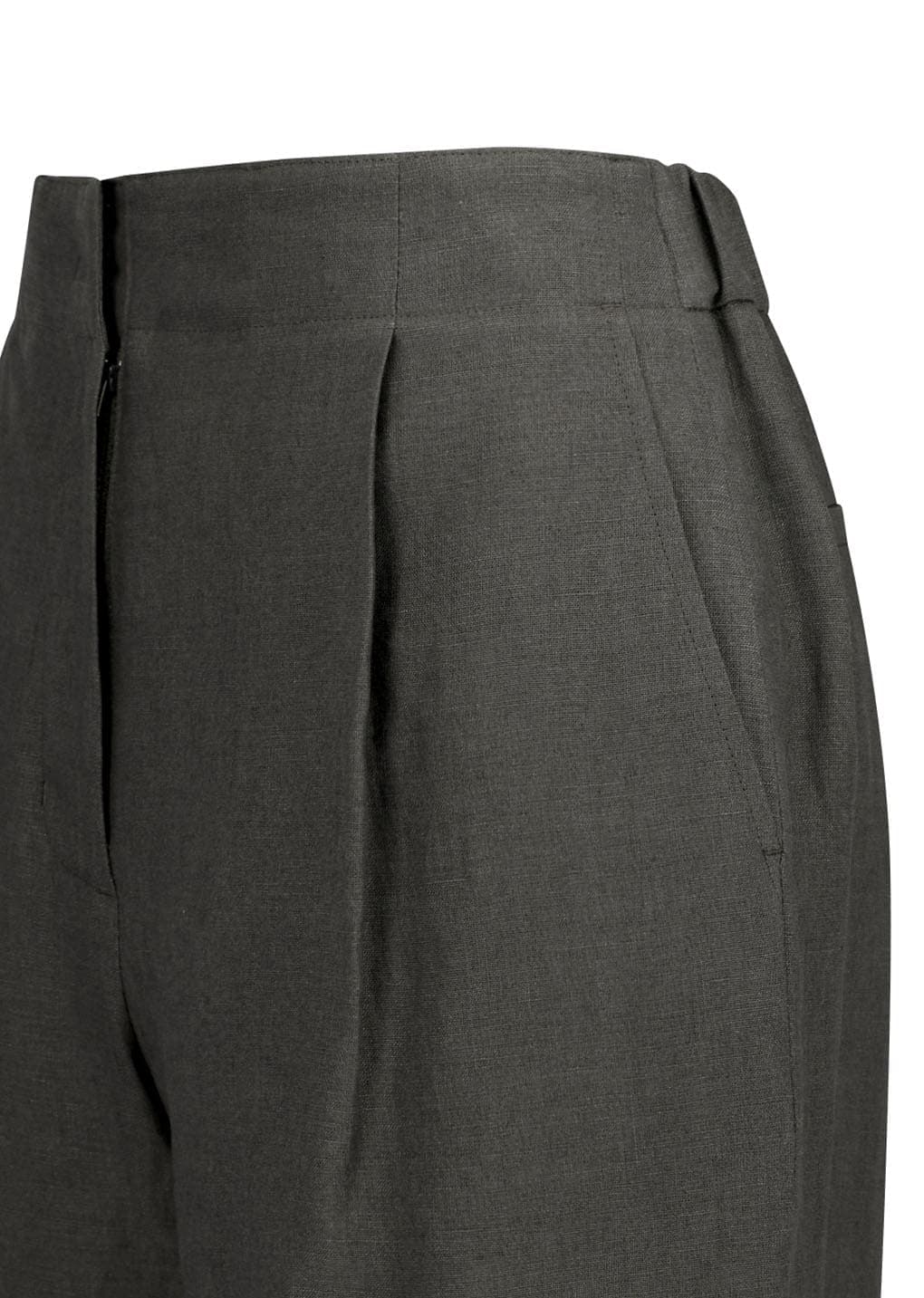 Linen Tuck Pants, Khaki Grey — vue 7