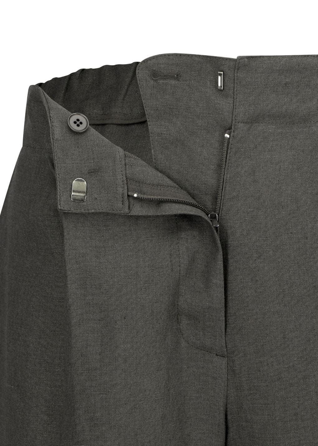 Linen Tuck Pants, Khaki Grey — vue 8