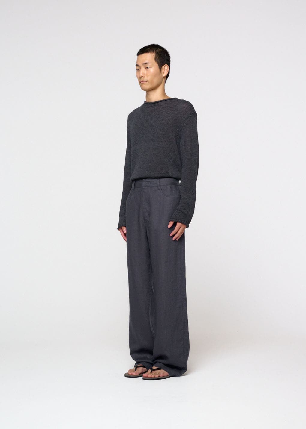 Linen Straight Pants, Blue — vue 3