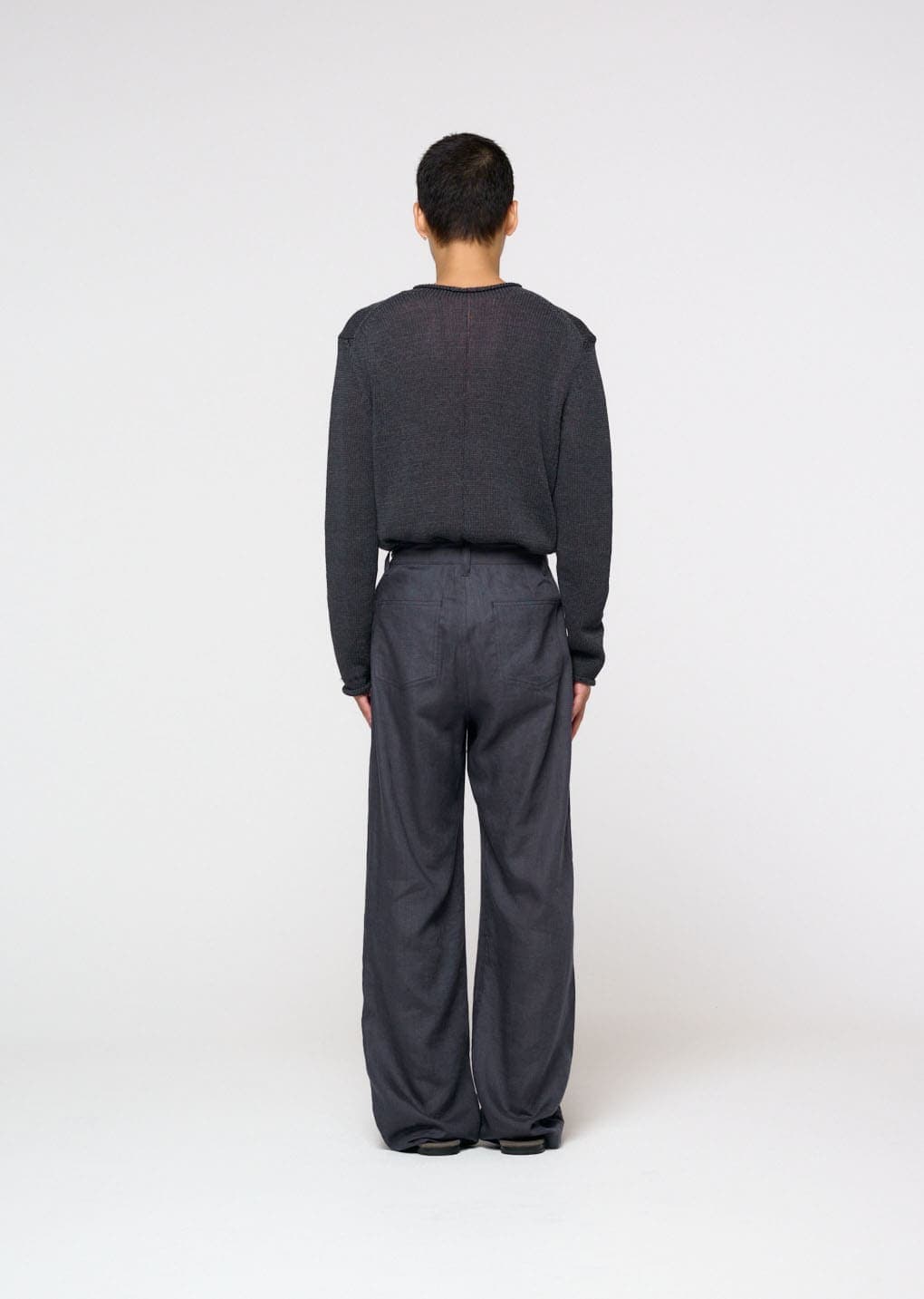 Linen Straight Pants, Blue — vue 4