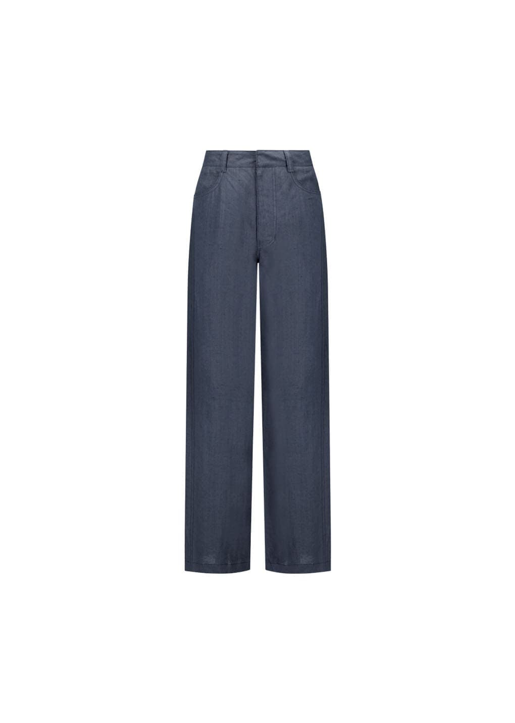 Linen Straight Pants, Blue — vue 5