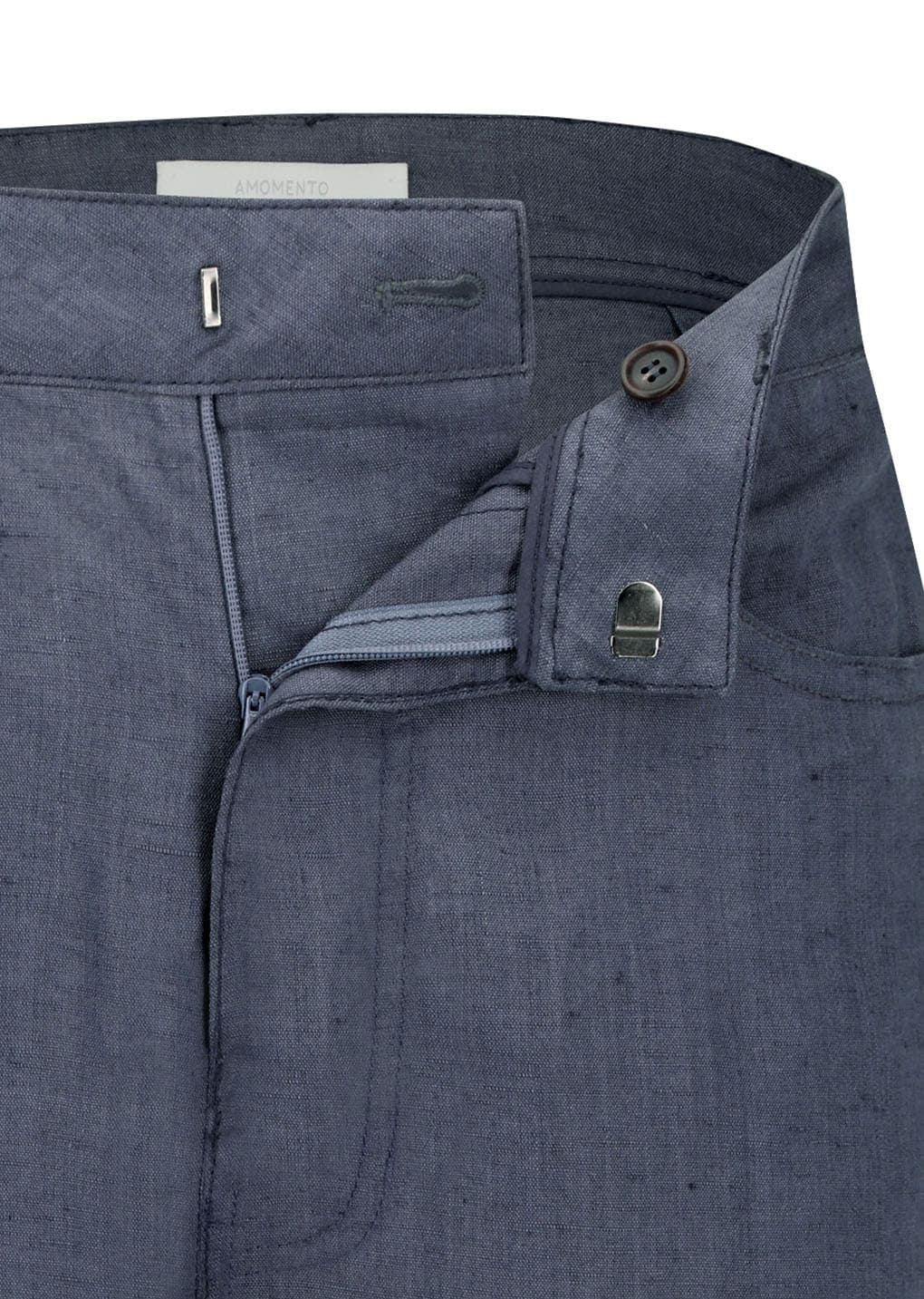 Linen Straight Pants, Blue — vue 7