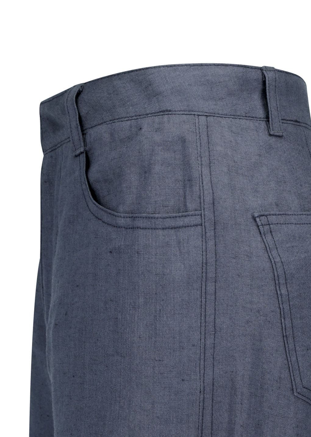 Linen Straight Pants, Blue — vue 9
