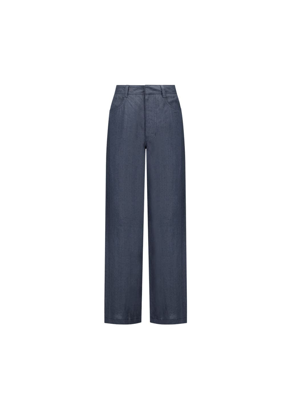 Linen Straight Pants, Blue