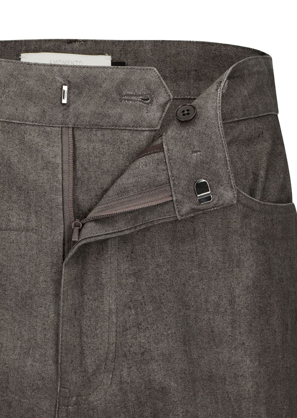 Linen Straight Pants, Brown — vue 4