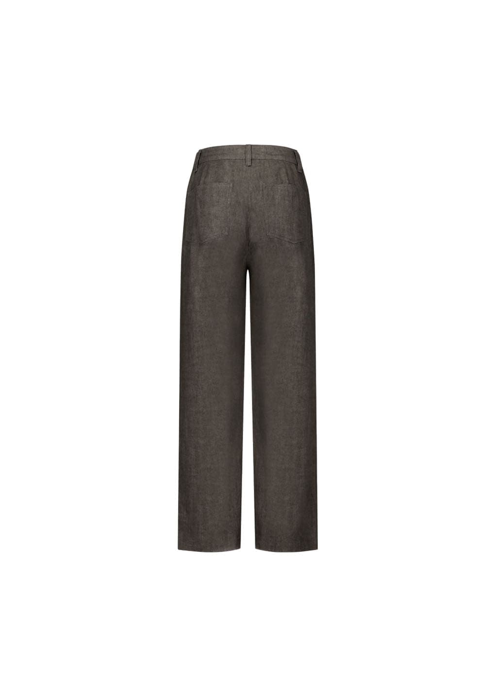 Linen Straight Pants, Brown — vue 1