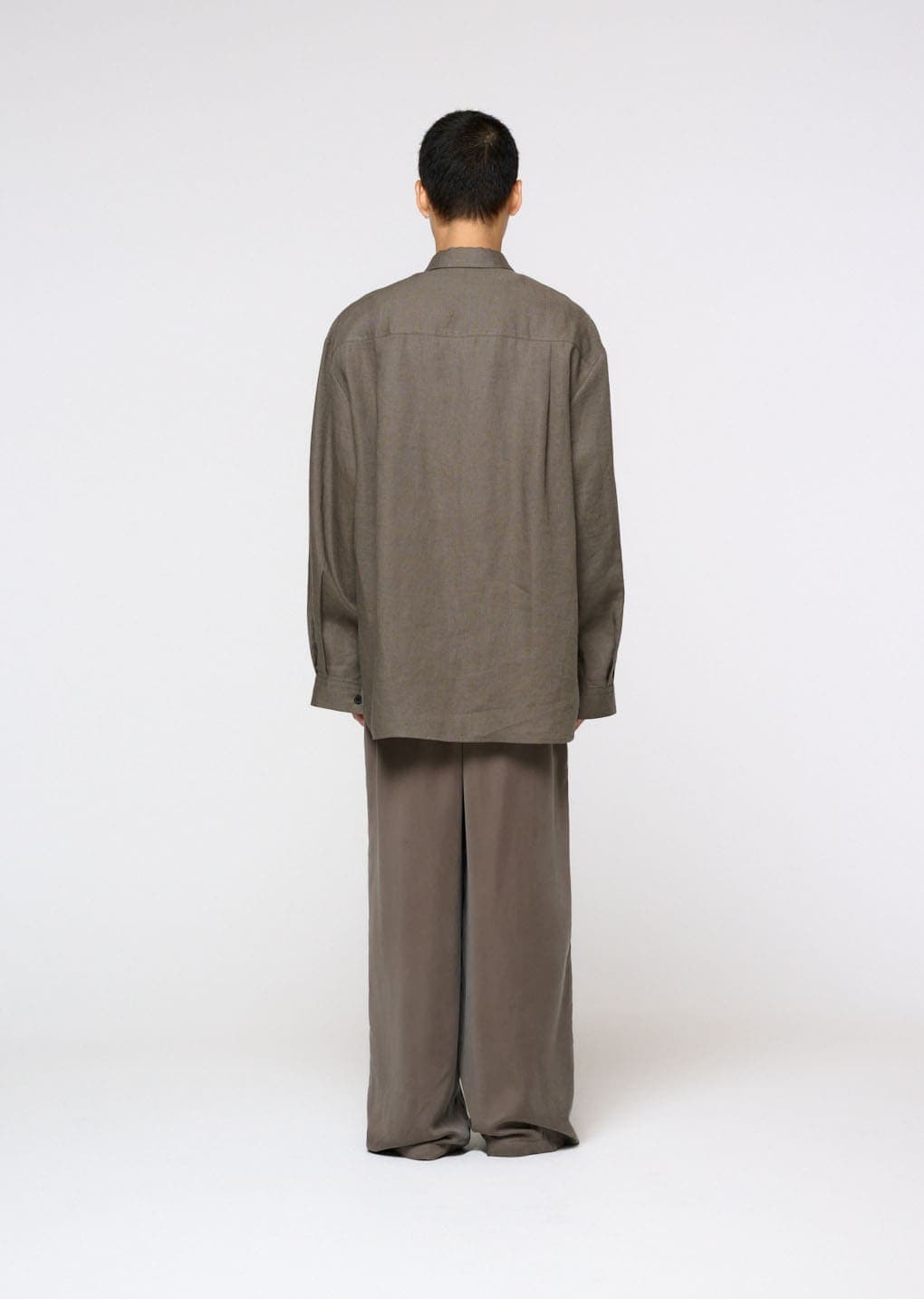 Linen Oversized Shirt, Khaki — vue 4