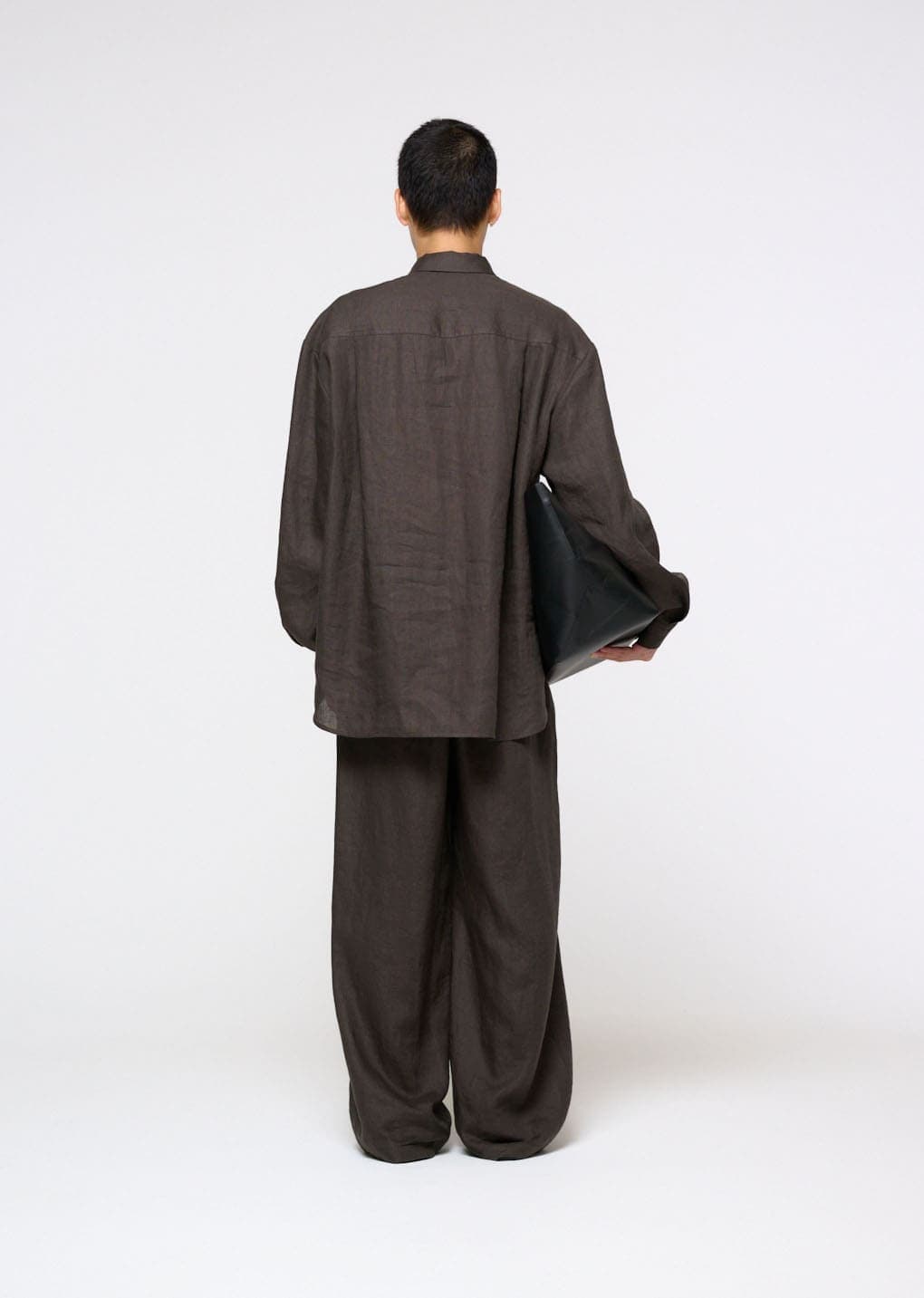 Linen Oversized Shirt, Khaki Grey — vue 4
