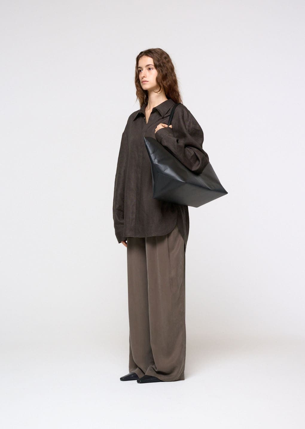 Linen Oversized Shirt, Khaki Grey — vue 6