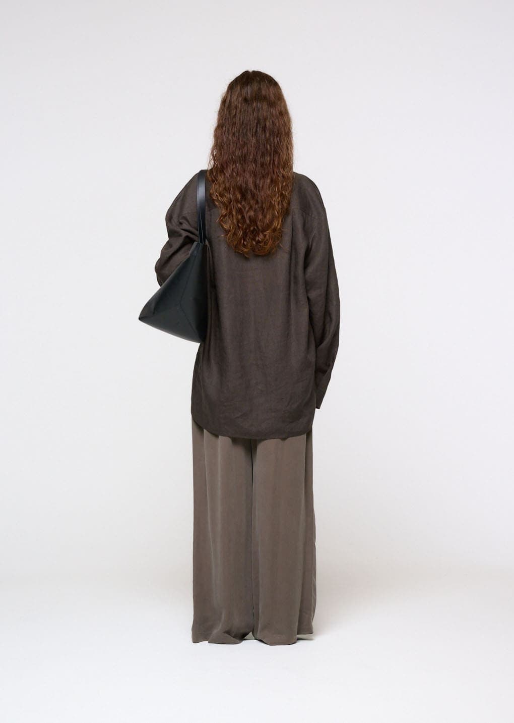 Linen Oversized Shirt, Khaki Grey — vue 7