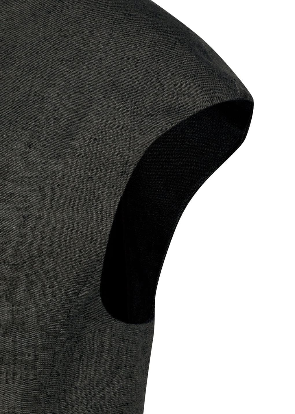 Linen Curved Vest, Khaki Grey — vue 8