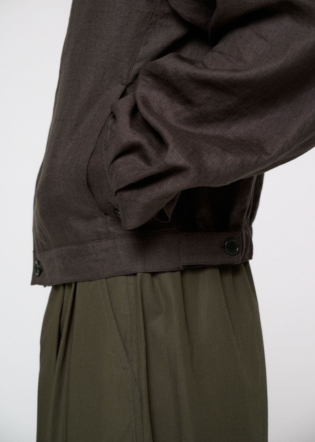 Linen Crop Jacket, Khaki Grey — vue 5