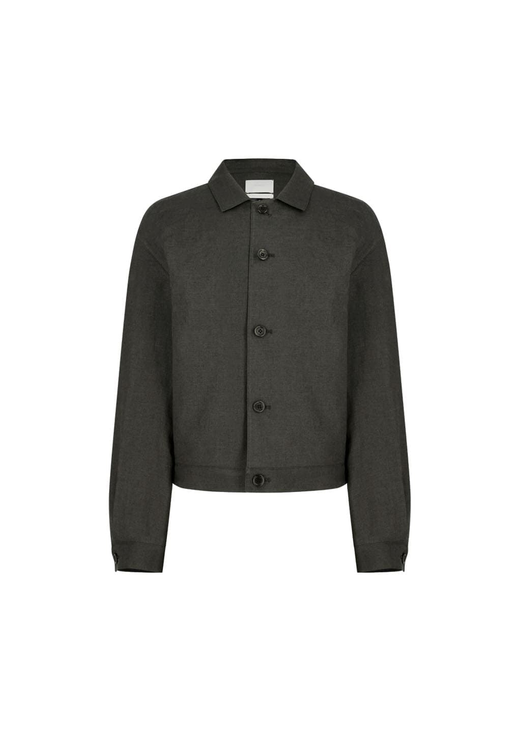 Linen Crop Jacket, Khaki Grey — vue 8