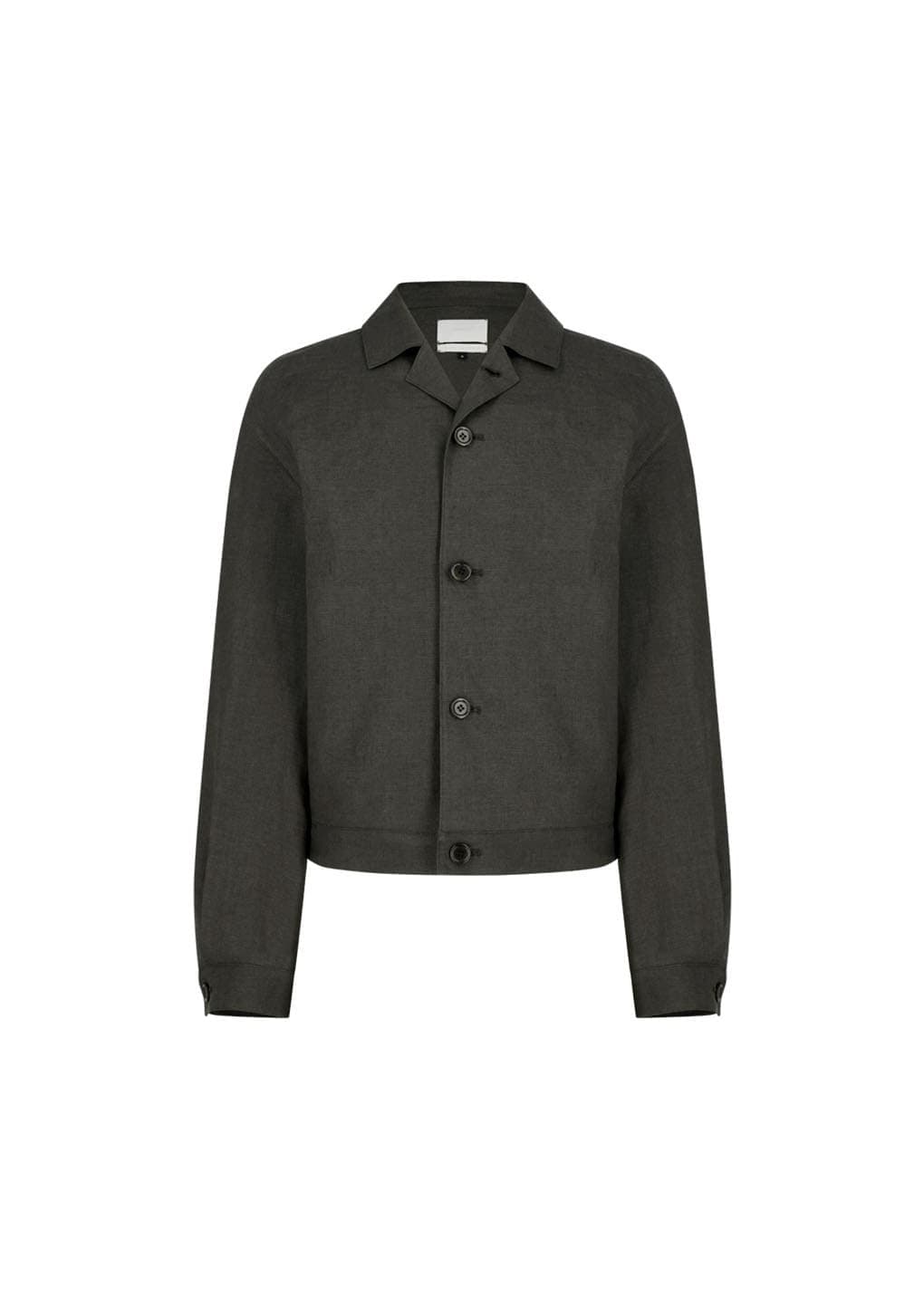 Linen Crop Jacket, Khaki Grey