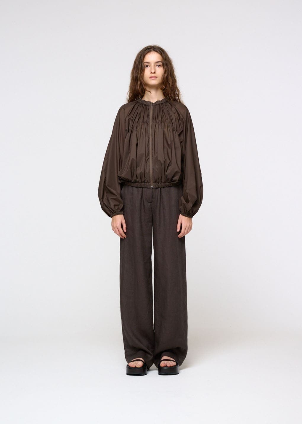 Linen Banding Pants, Khaki Grey — vue 2