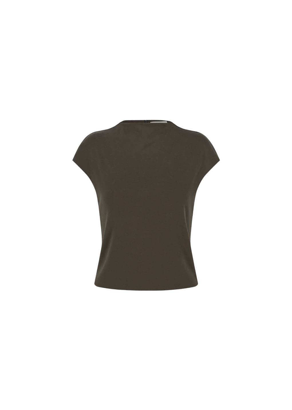 Jersey Mock Neck Top, Brown