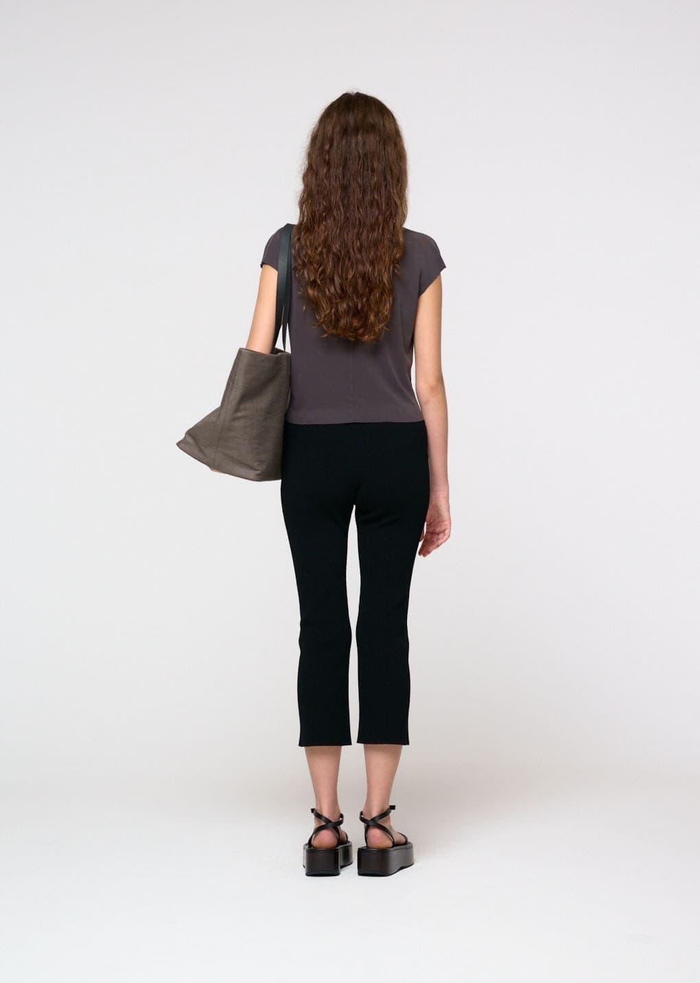 Jersey Mock Neck Top, Charcoal — vue 4
