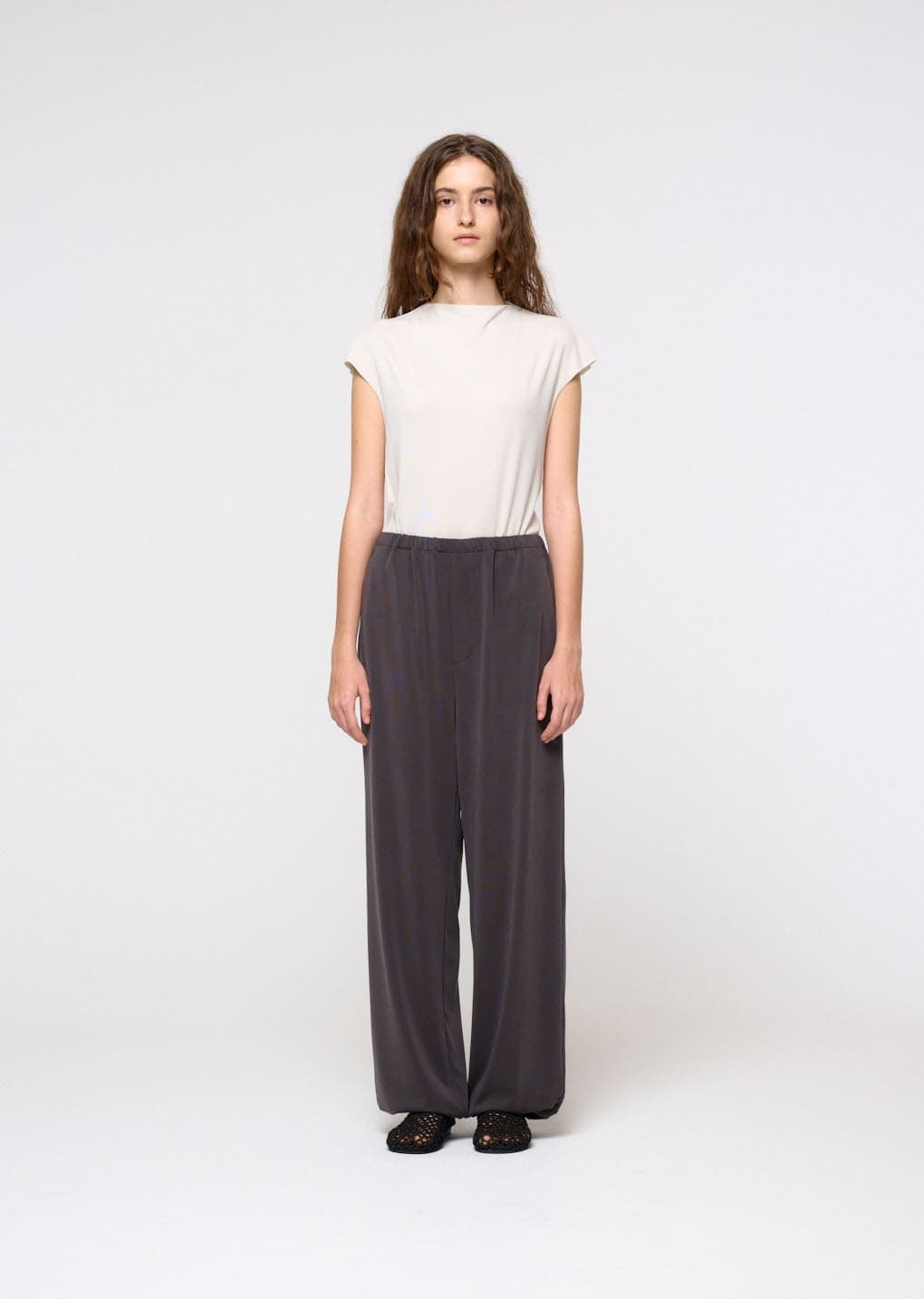 Jersey Mock Neck Top, Ivory — vue 1