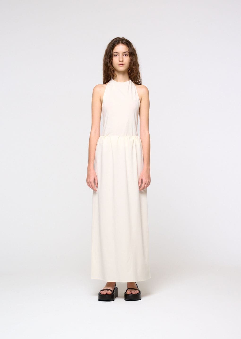 Jersey Halter Neck Top, Ivory — vue 2