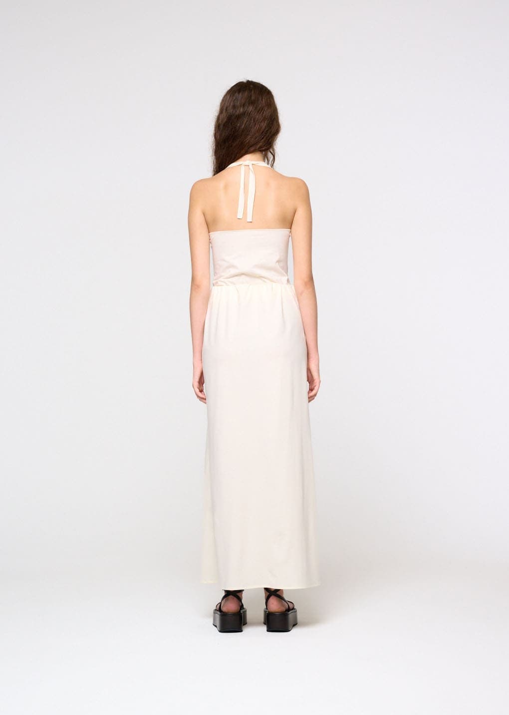 Jersey Halter Neck Top, Ivory — vue 4