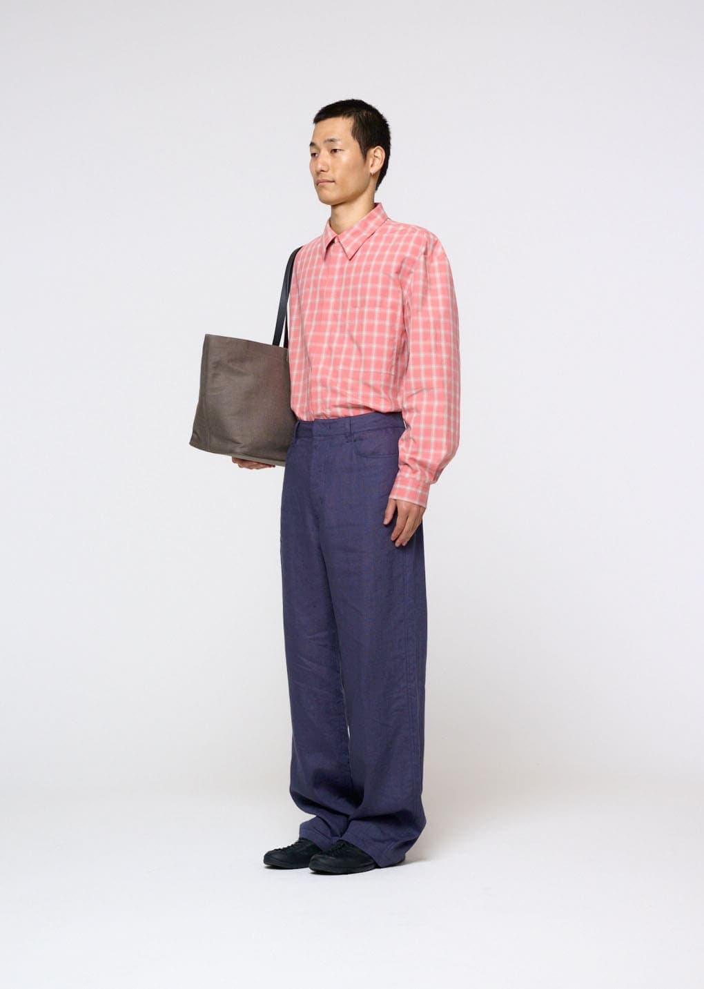 [Online Exclusive] Oversized Pocket Check Shirt, Pink — vue 3