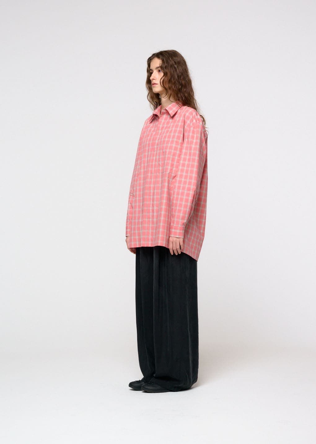 [Online Exclusive] Oversized Pocket Check Shirt, Pink — vue 6